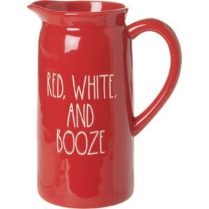 Rae Dunn Red, White and Booze Pitcher NEW